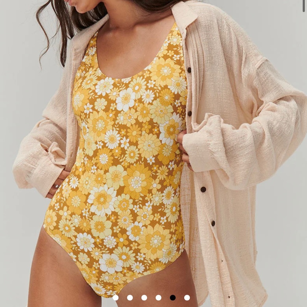Ghanda Yellow Floral One-Piece Swimsuit